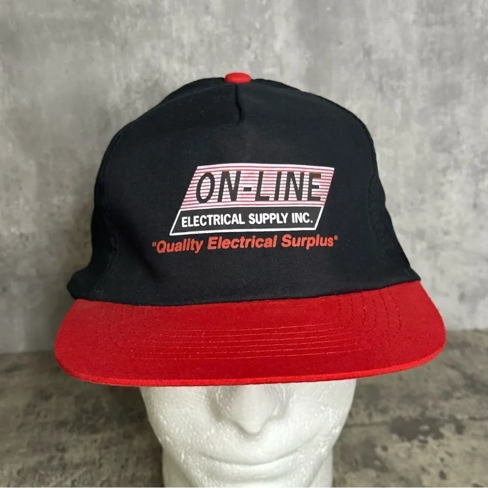 On Line Electric‎ Supply Inc. Black Red Adjustable Snapback Hat OS